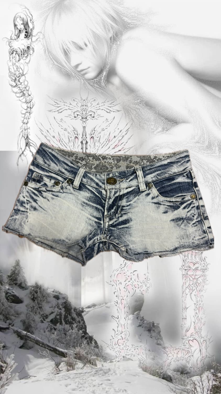 Vintage denim shorts pants 숏츠 punk y2k 상품이미지1