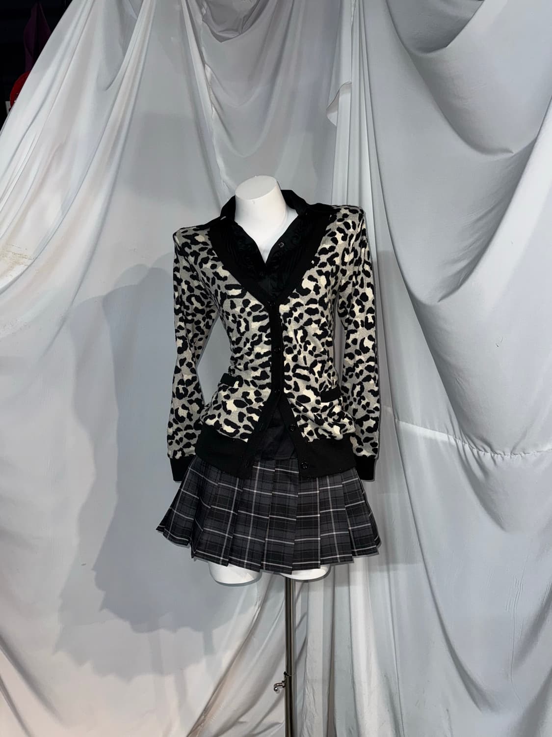 무채색 레오파드 갸루 데일리 블랙 공겜여주깔 코디세트 상품이미지6