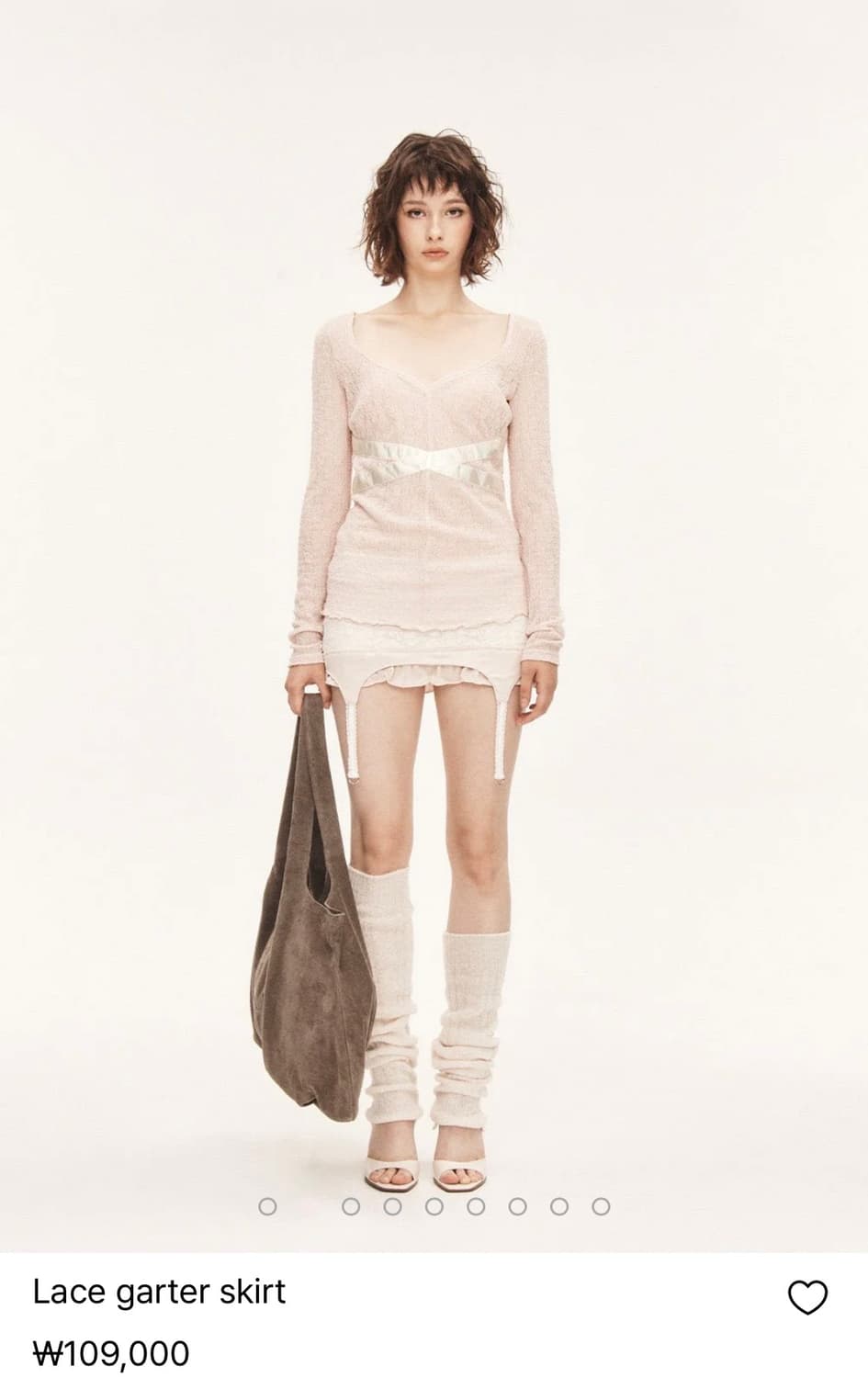 쓰리타임즈 레이스 가터 스커트 핑크 쓰탐 상품이미지1