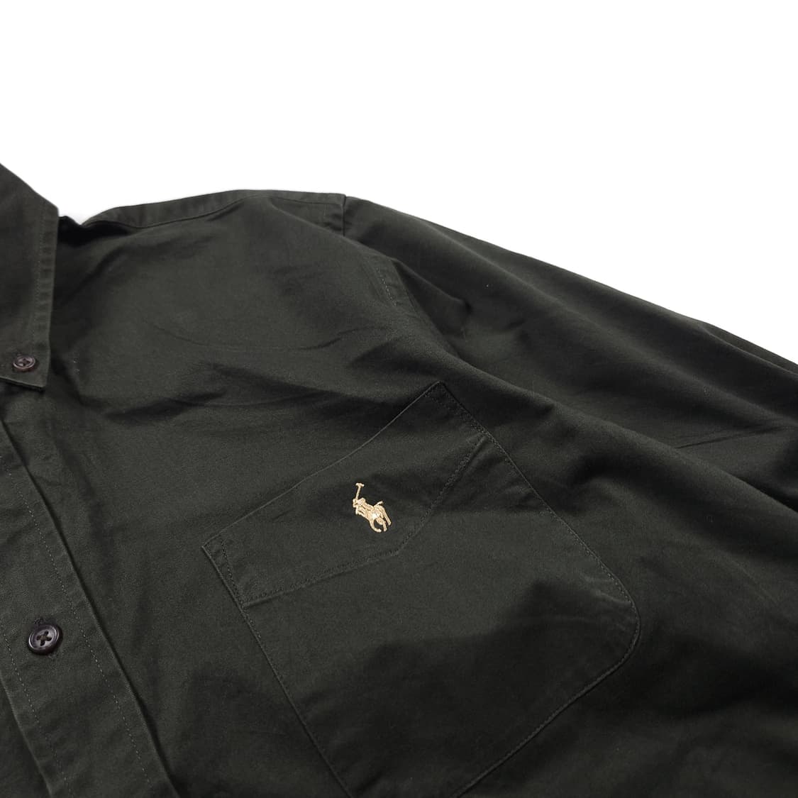 폴로 랄프로렌 포니 로고 카키 미니멀 셔츠(L) 상품이미지3