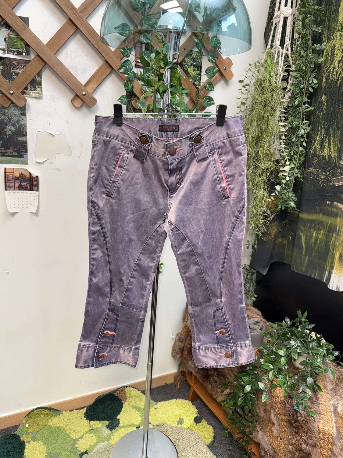 Purple pink satin bootscut 7length pants 상품이미지1