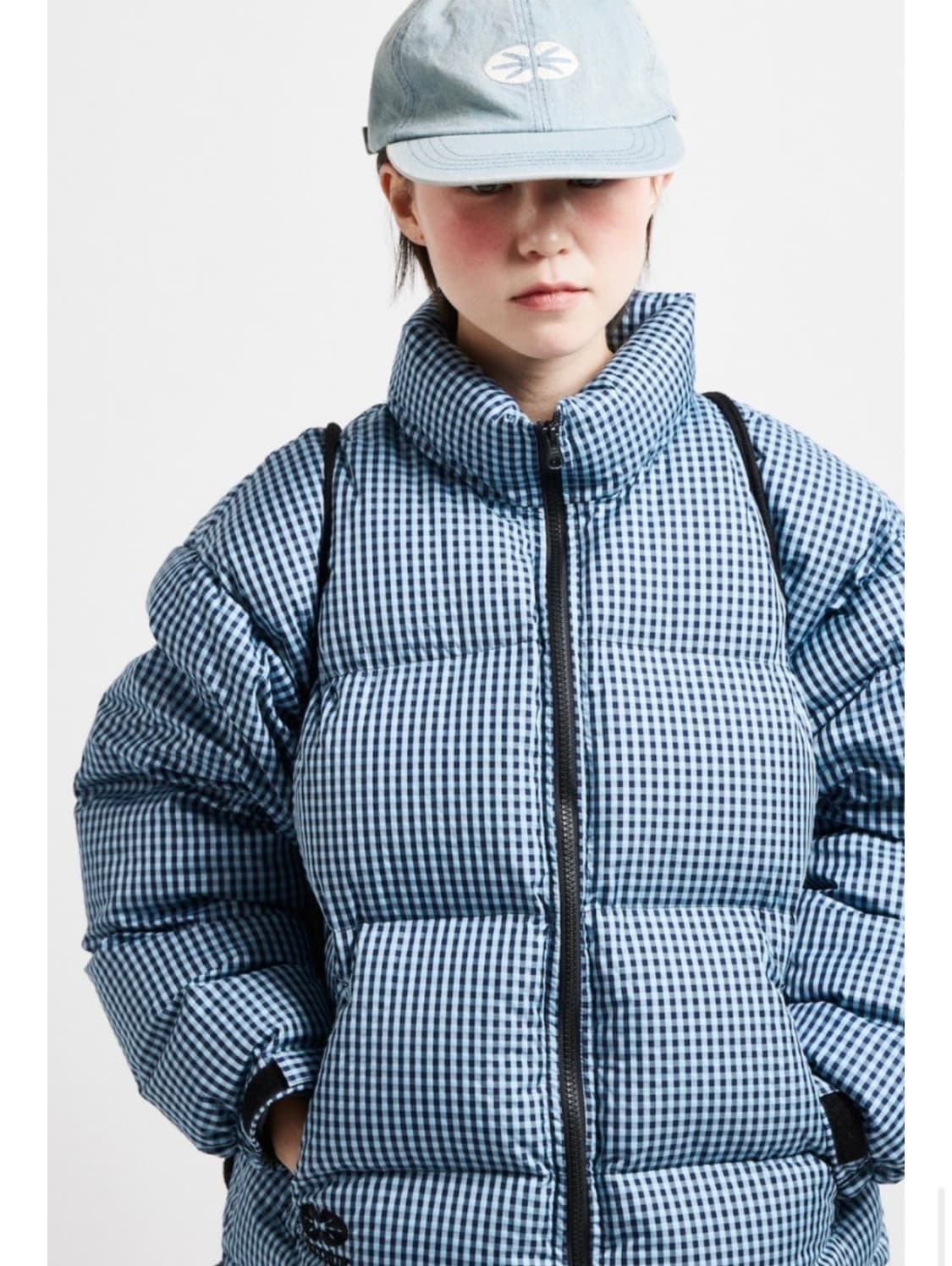 이알티알 ertr 블루 체크 패딩 s사이즈 상품이미지2