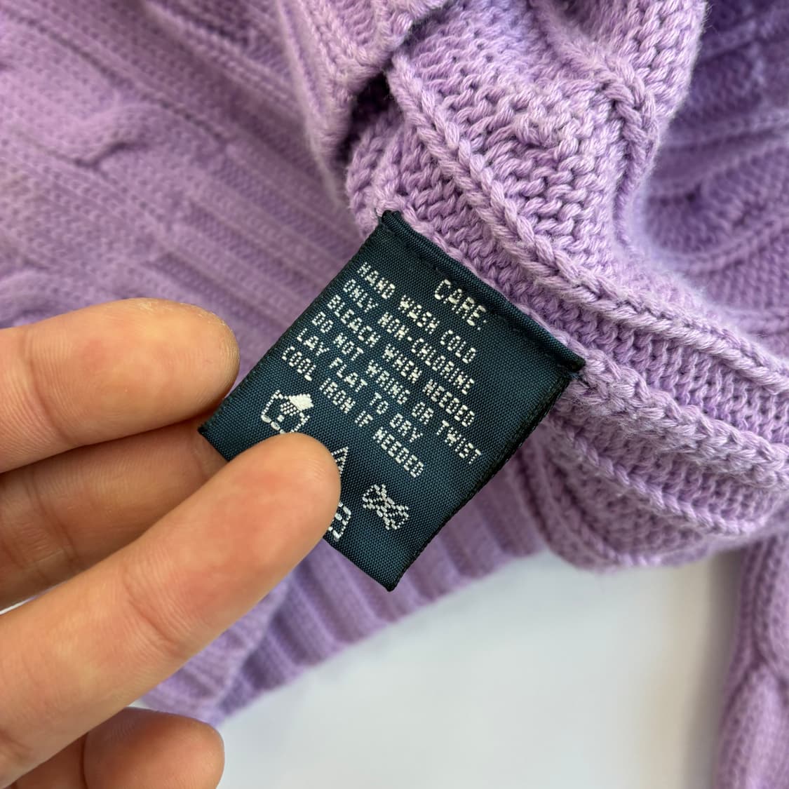 Polo  랄프로렌 자수 코튼 라벤더 꽈배기 니트  상품이미지5