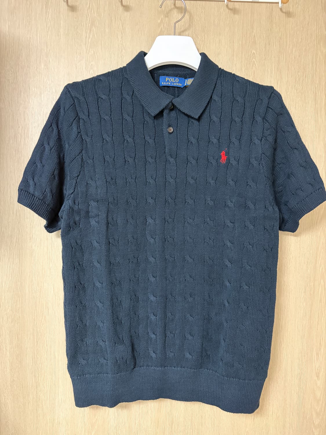 폴로/ 케이블 니트 반팔 네이비/ XL 상품이미지1