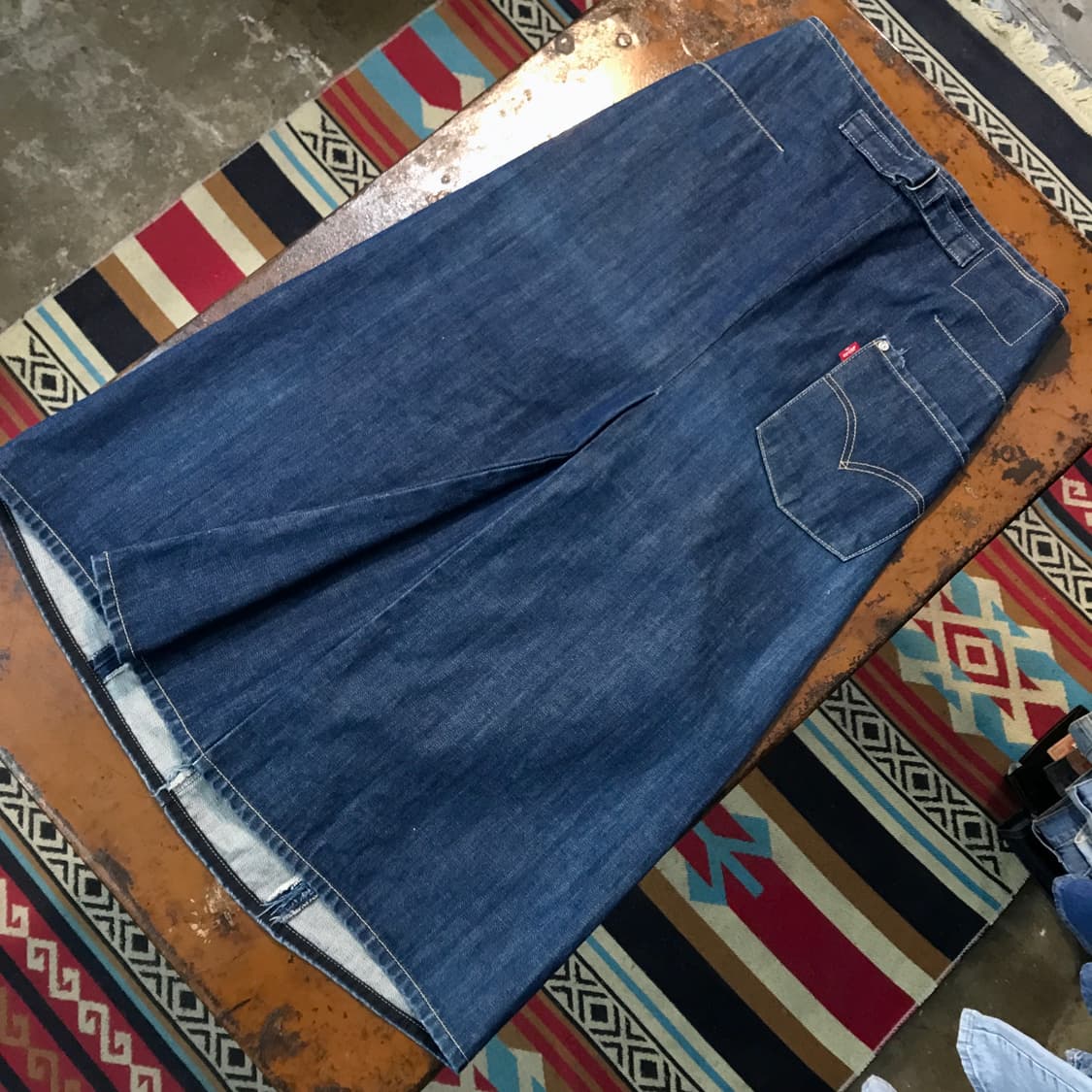 리바이스 엔지니어드진 A라인 진 중청 데님 롱스커트 허리 27 28  상품이미지3