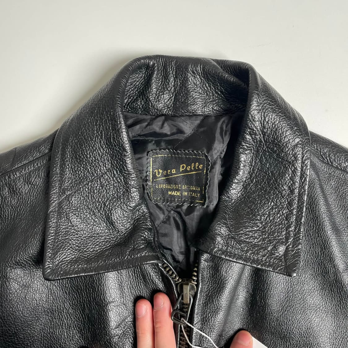 90's vera pelle 백 액션 플리츠 카우레더 봄버 (italy) 상품이미지10