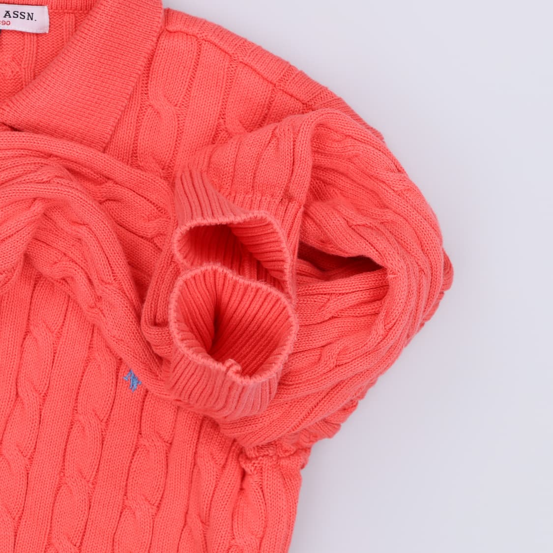 [M] US 폴로 여성 케이블 카라 니트 스웨터 코랄 3807 상품이미지4