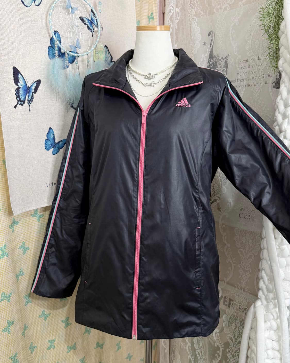 아디다스 딥 네이비 & 핑크 패딩 자켓 상품이미지6