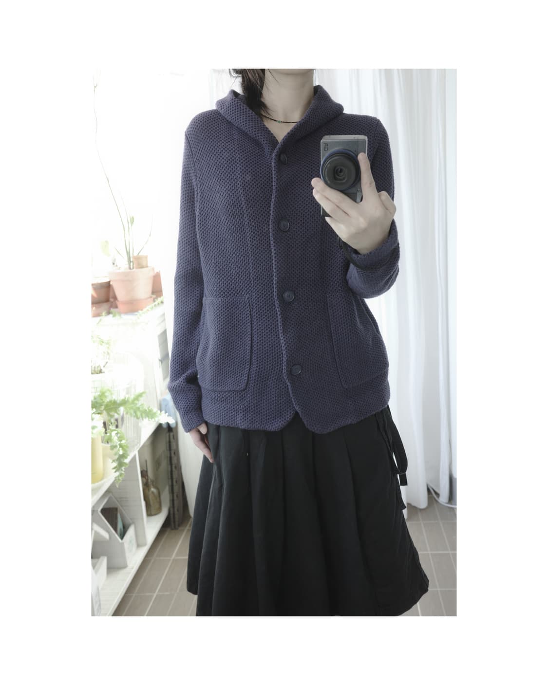 Navy waffle cardigan 상품이미지6
