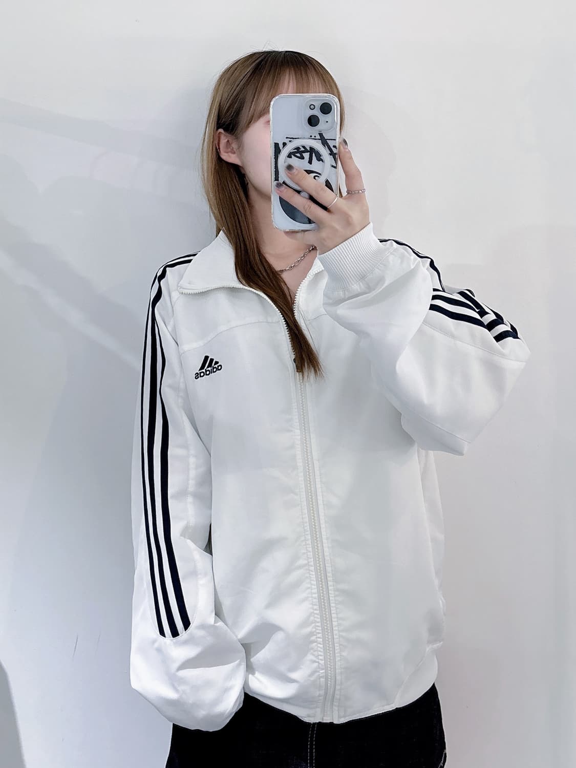 아디다스 00‘s 화이트 스몰로고 삼선 바람막이 상품이미지1