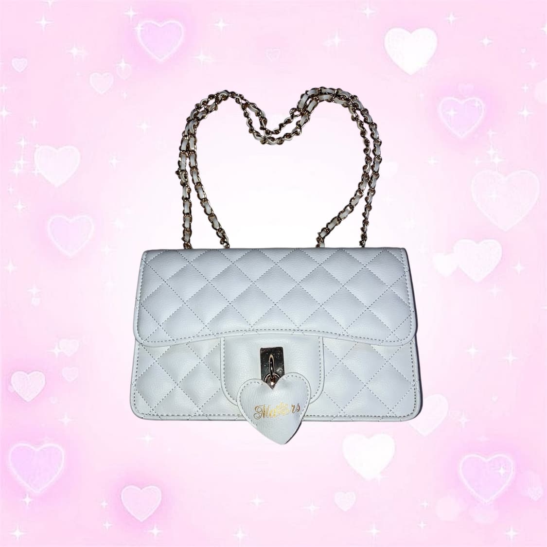 Ma*rs 마즈 고전 화이트 퀄팅 하트 로고 숄더백 갸루 상품이미지1