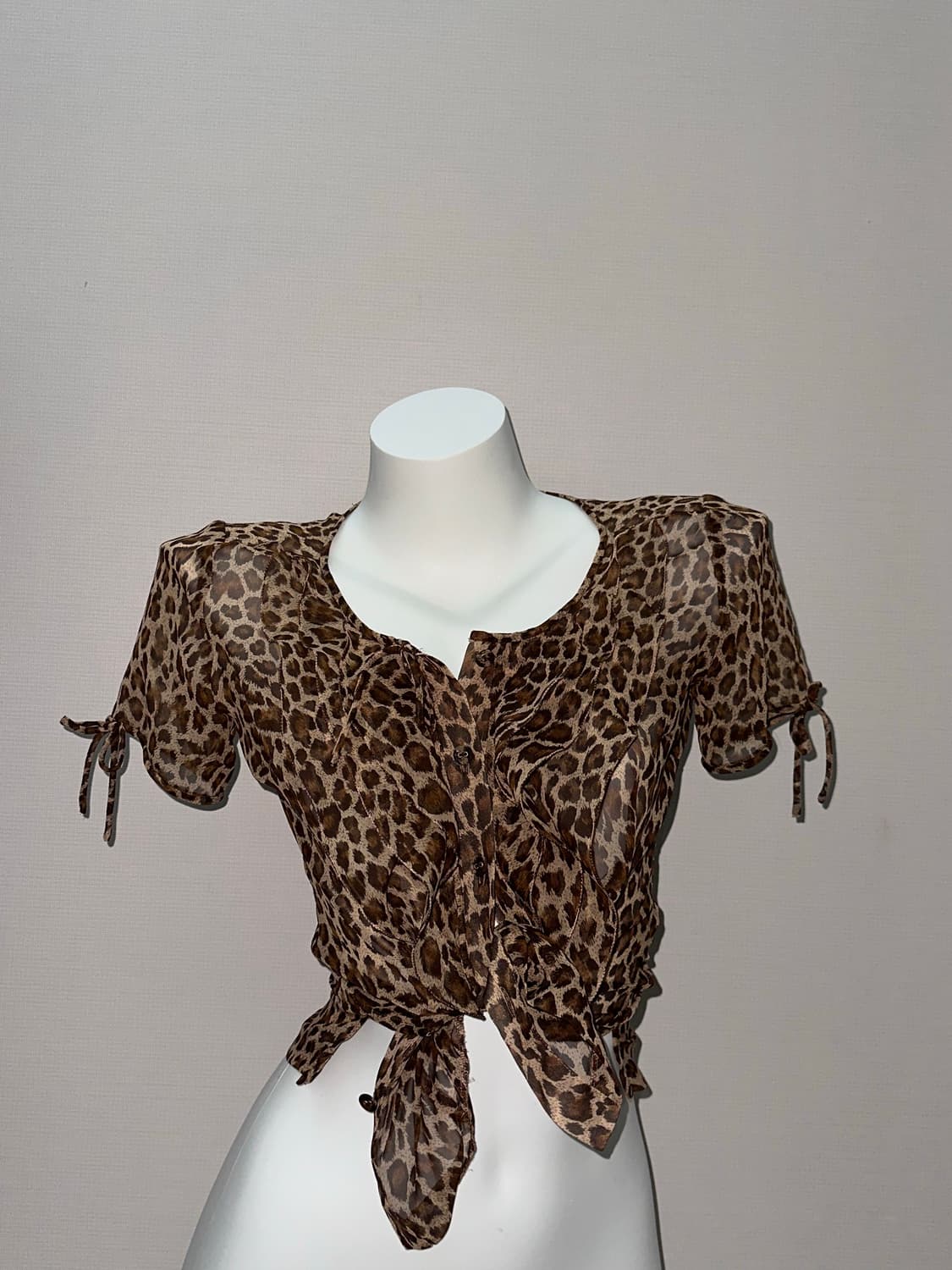 빈티지 갸루 호피 반소매 블라우스 상품이미지5