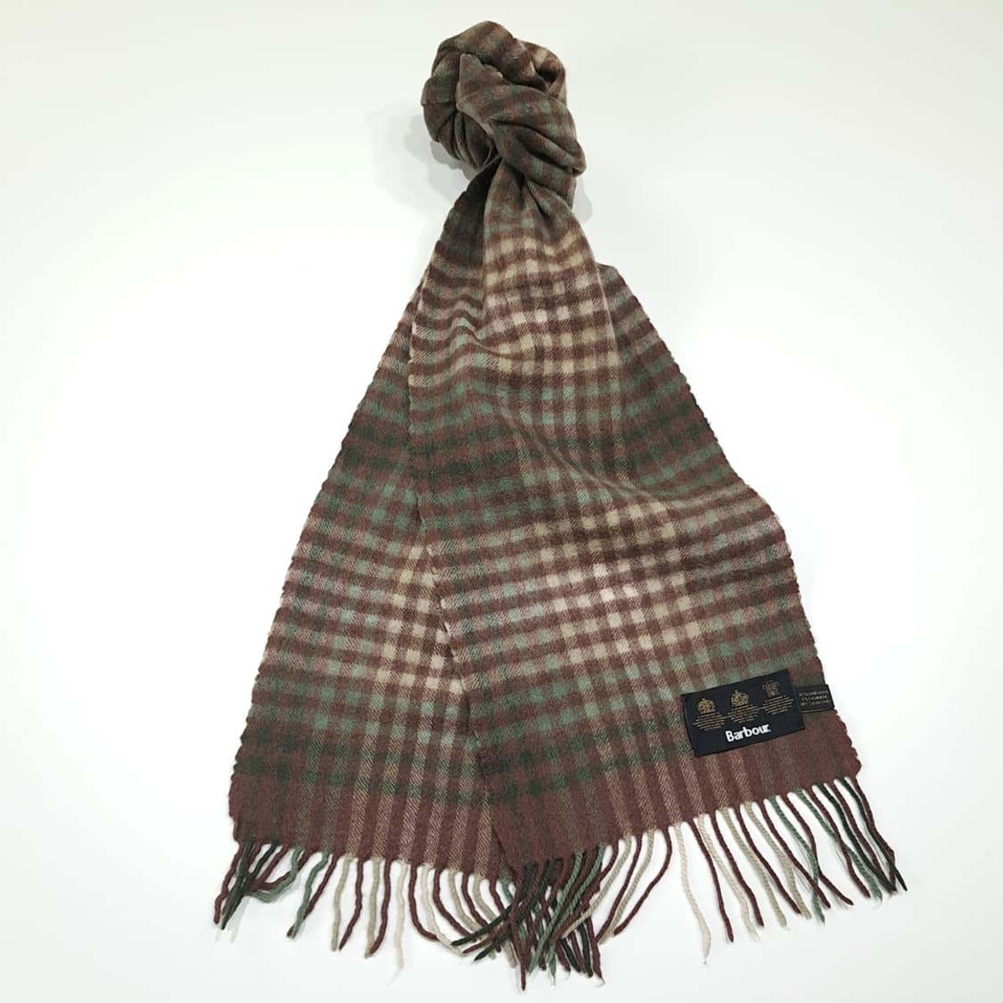 MX545 바버 90s 울캐시미어 체크 브라운 머플러 목도리 상품이미지2