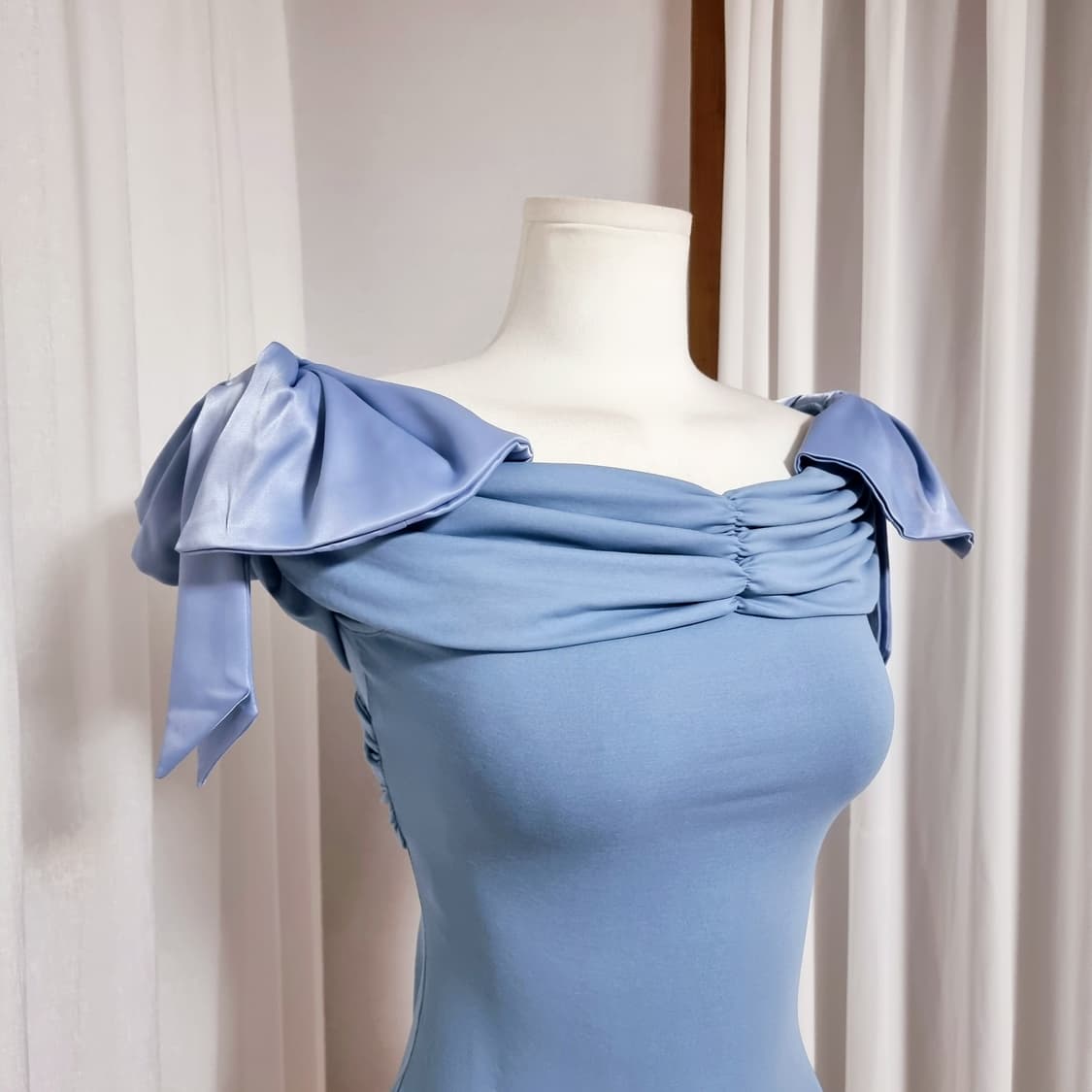 SHEIN 쉬인 숄더리본 스판 원피스 (44~55/표기S) 택달린 새상품 상품이미지5