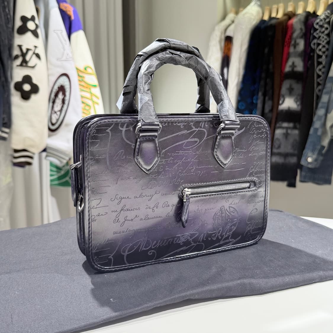 A+ / 벨루티 앙쥬르 미니 스크릿 레더 서류 가방 퍼플 파티나 상품이미지1