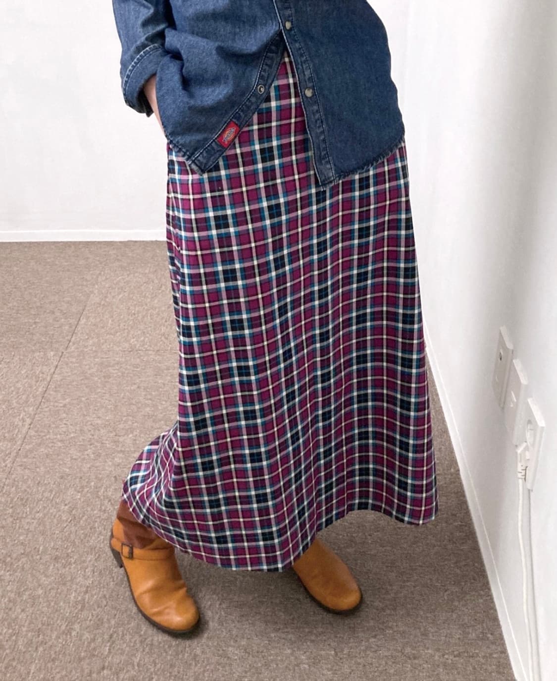 niko and ... 니코앤드 : 체크 롱 스커트 (주머니 있음) 상품이미지1