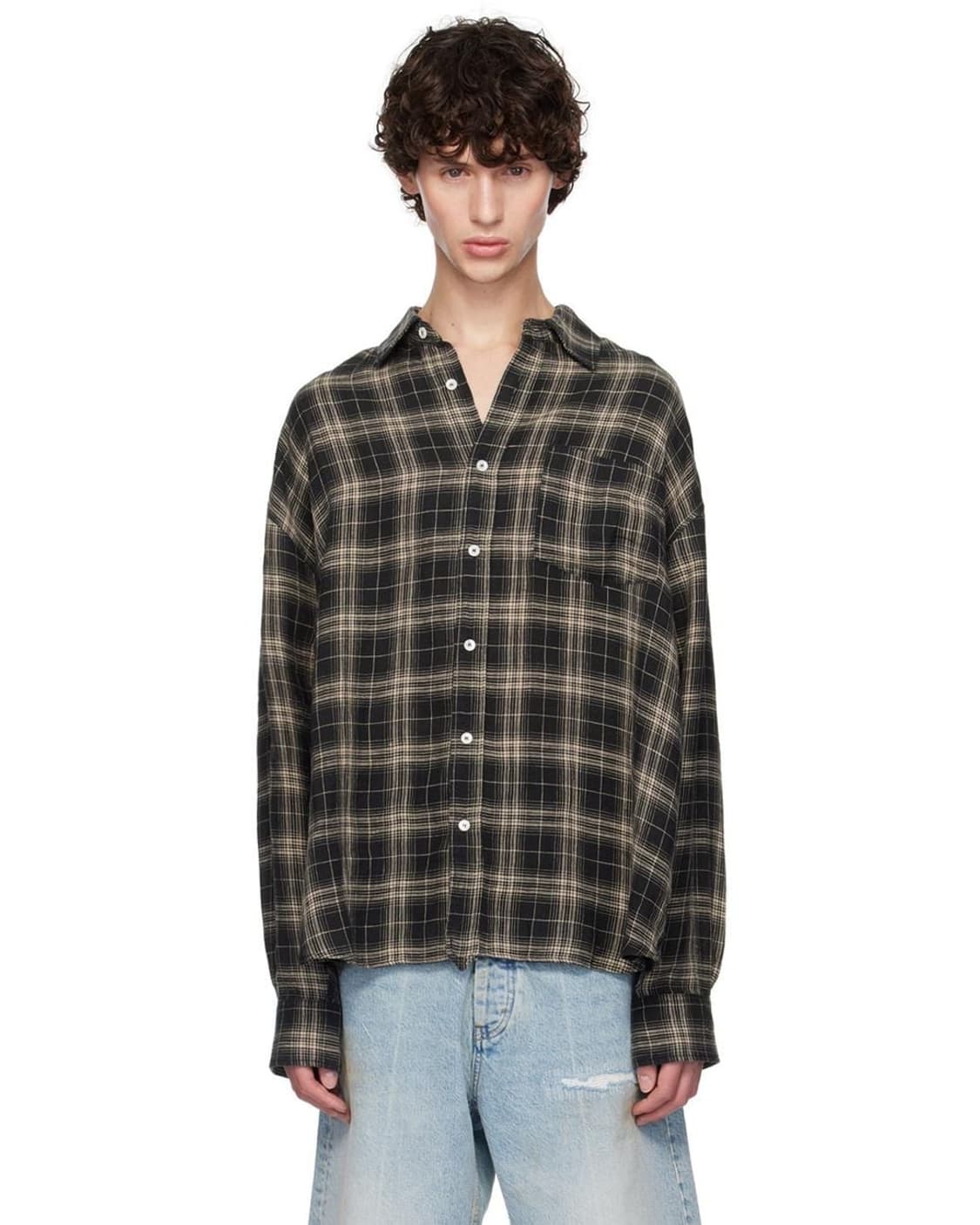 호프 룸셔츠 체크 블랙  상품이미지2