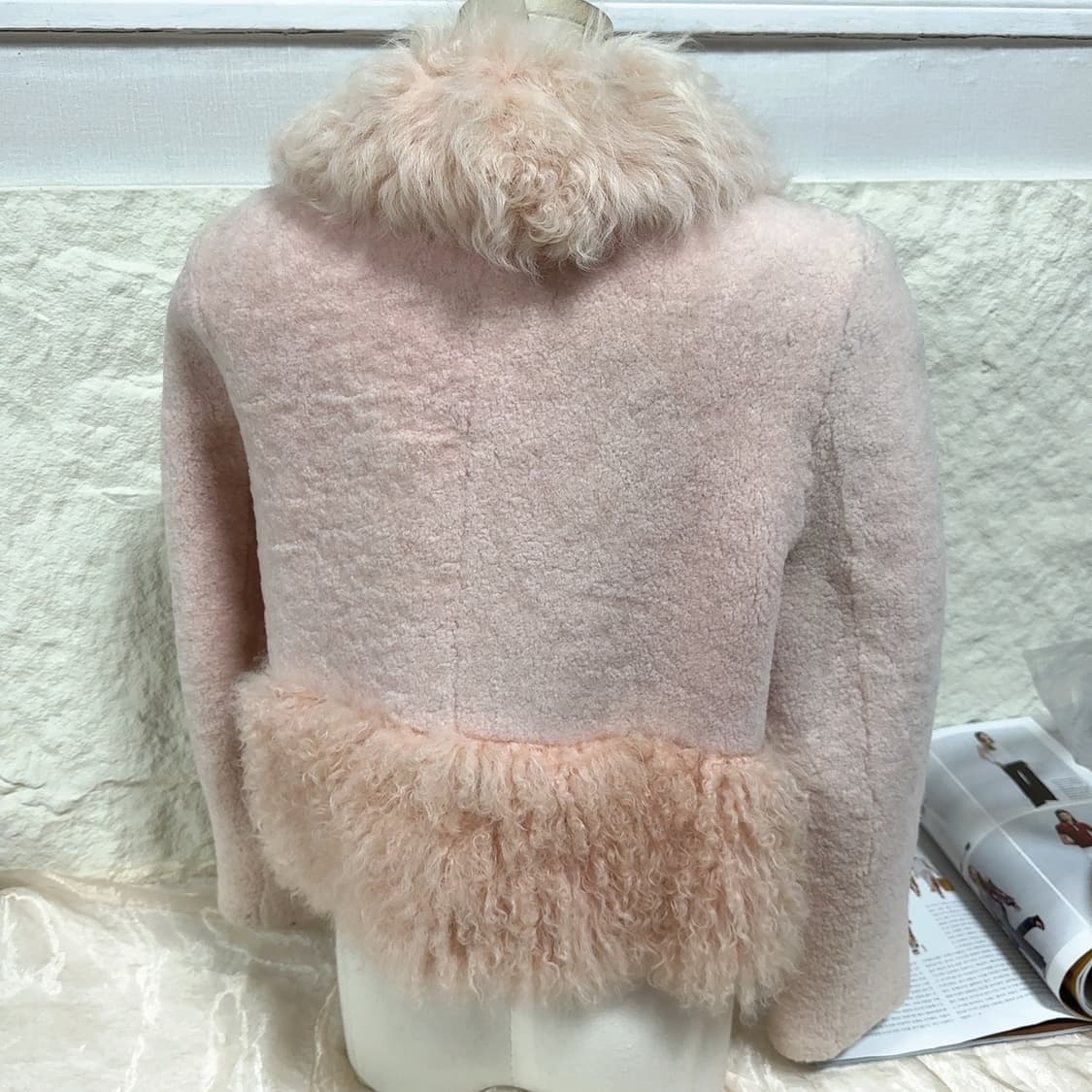 빈티지 연한 핑크 토스카나+메리노 양털 양가죽 무스탕 상품이미지5