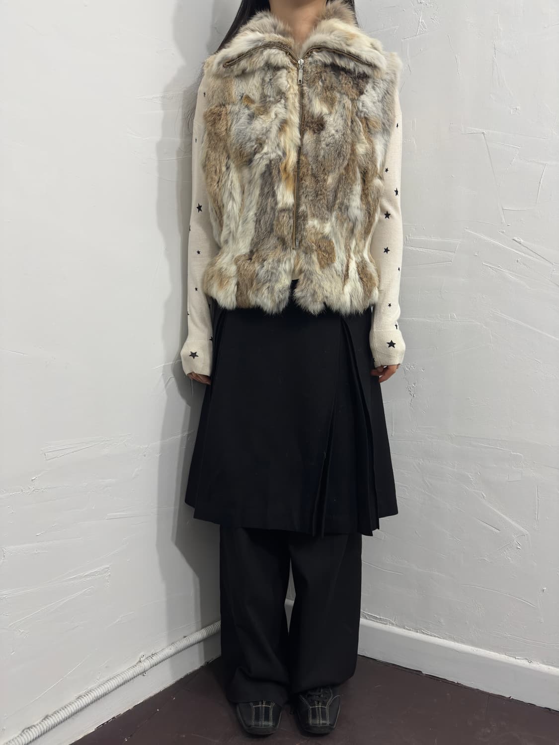 rabbit fur vest zipup 상품이미지2