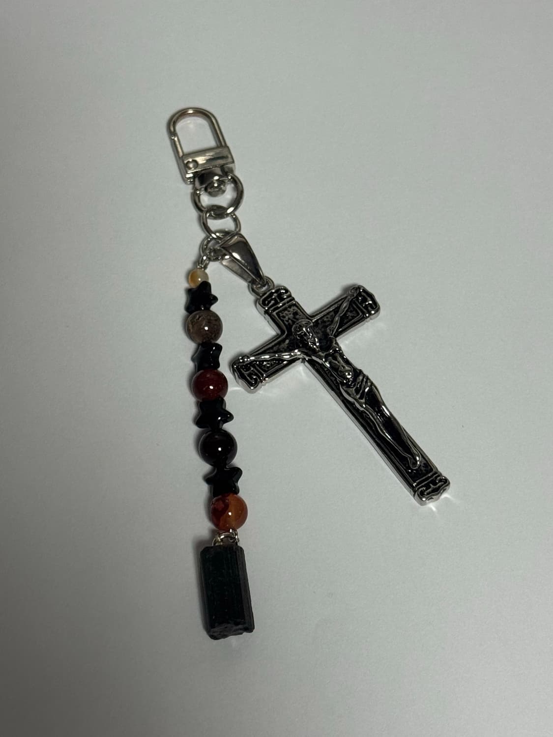 Brown cross gemstone keyring 탄원석 십자가 키링 상품이미지2