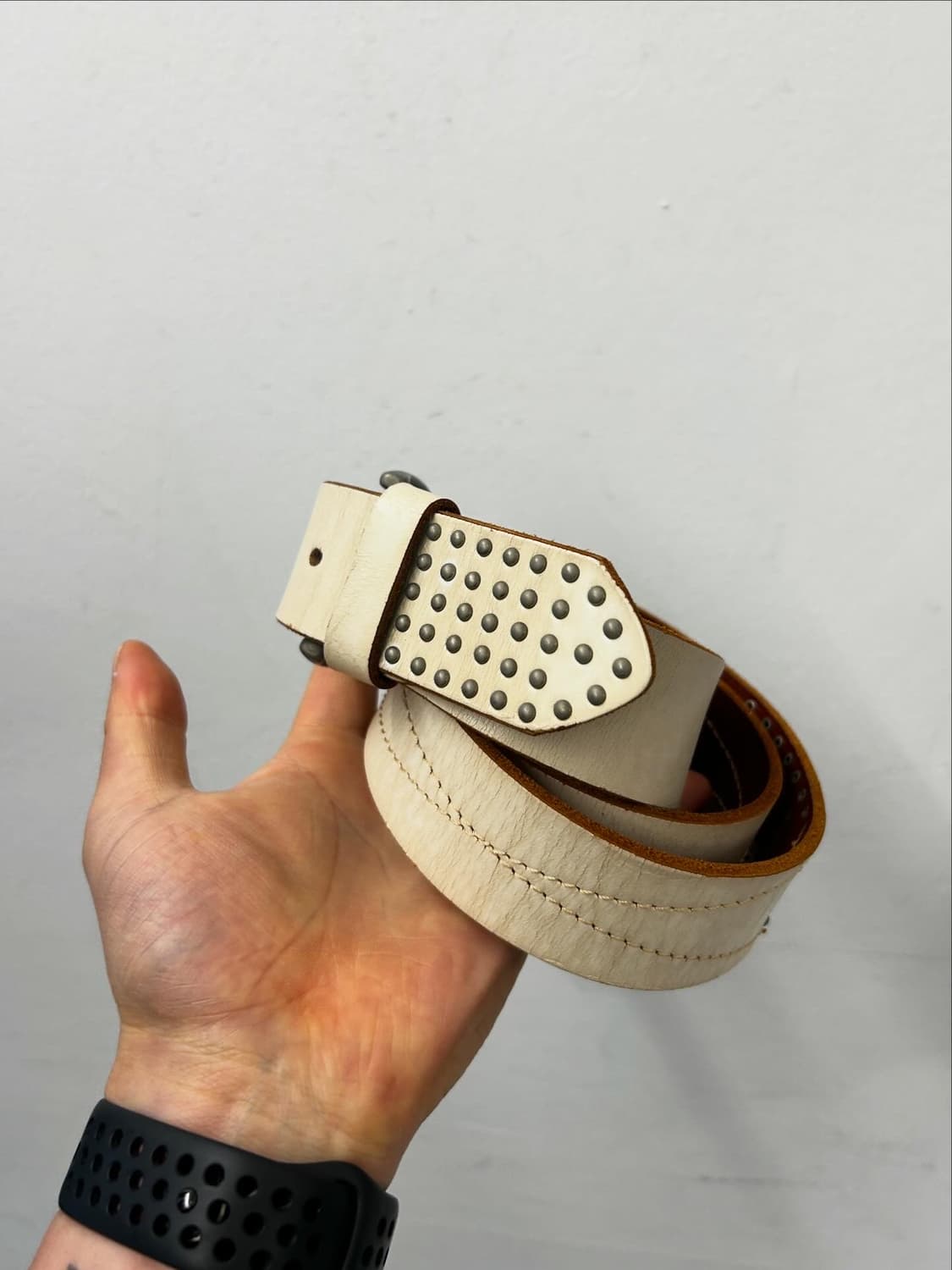 빈티지 스터드 레더 벨트 상품이미지3