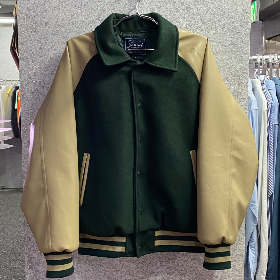 빈티지 레더 배색 모직 바시티 자켓 B3107 상품이미지2