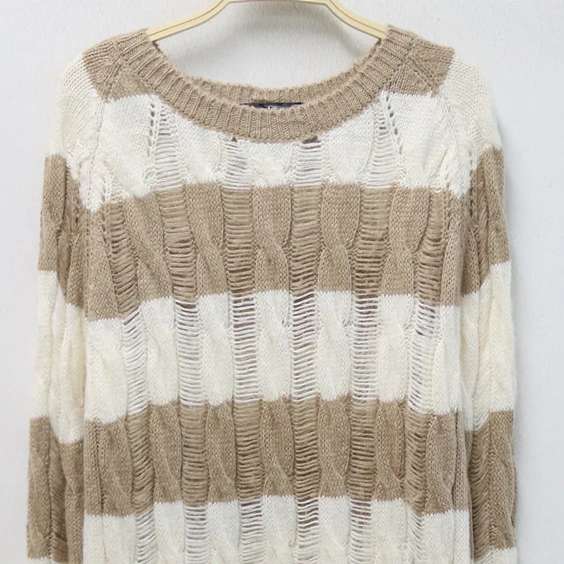 ANK ROUGE  스트라이프 롱 꽈배기 니트  64388 상품이미지3