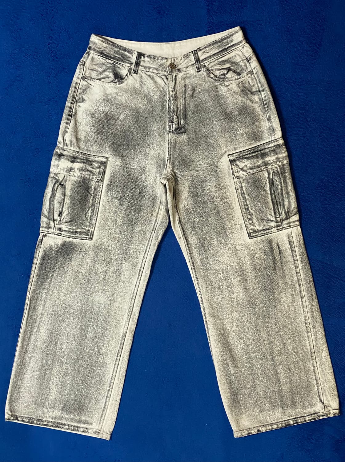 WE11DONE 웰던 그레이 워싱 카고 데님 팬츠 L 상품이미지1