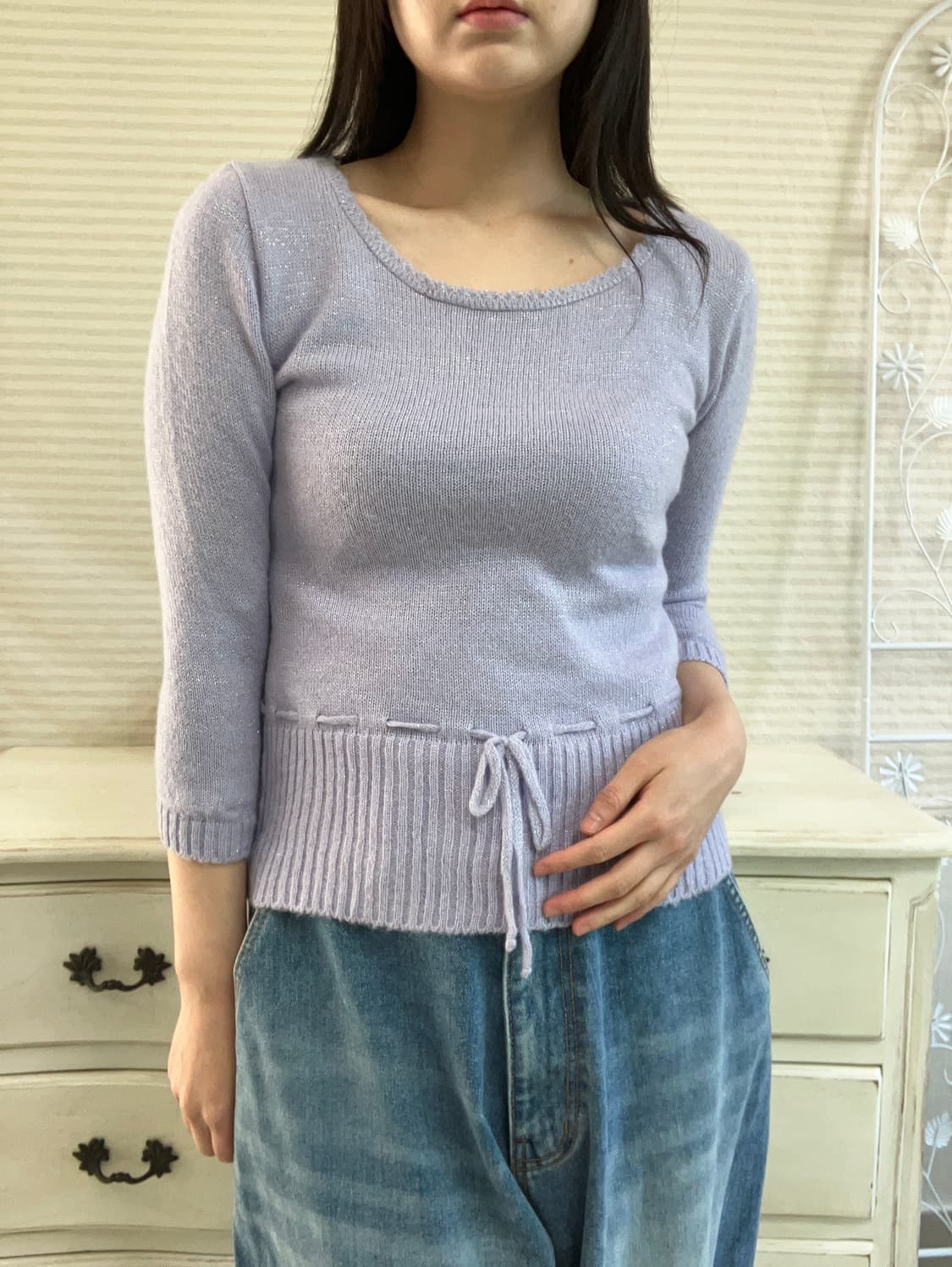 빈티지 라벤더 퍼플 트윙클 니트 y2k 스트릿 갸루 펑키 일본빈티지 상품이미지3