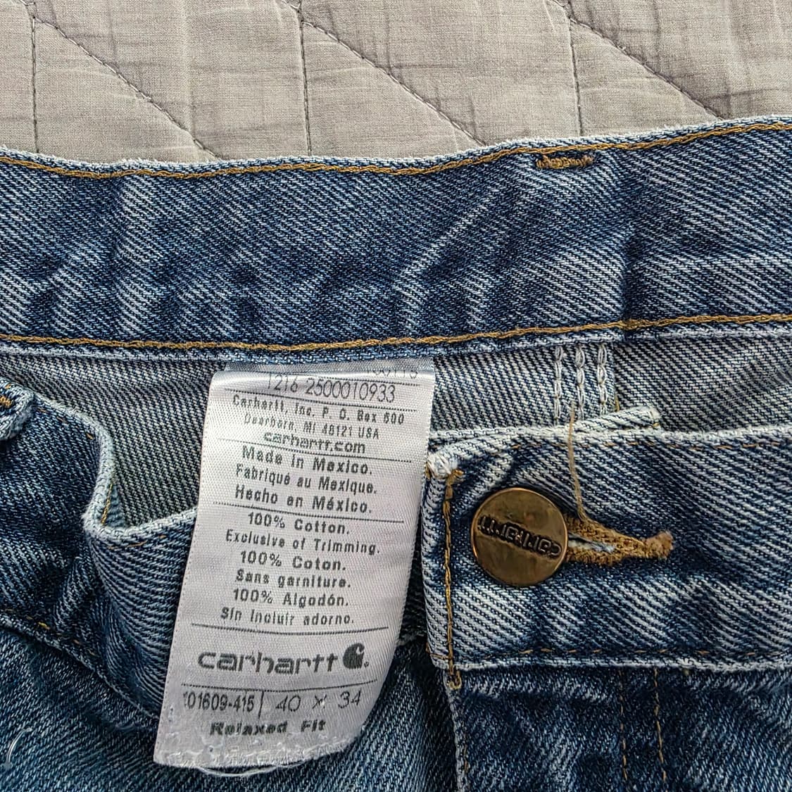 [40X34] 빈티지 칼하트 더블니 릴렉스핏 데님팬츠 워시드 B15 상품이미지5