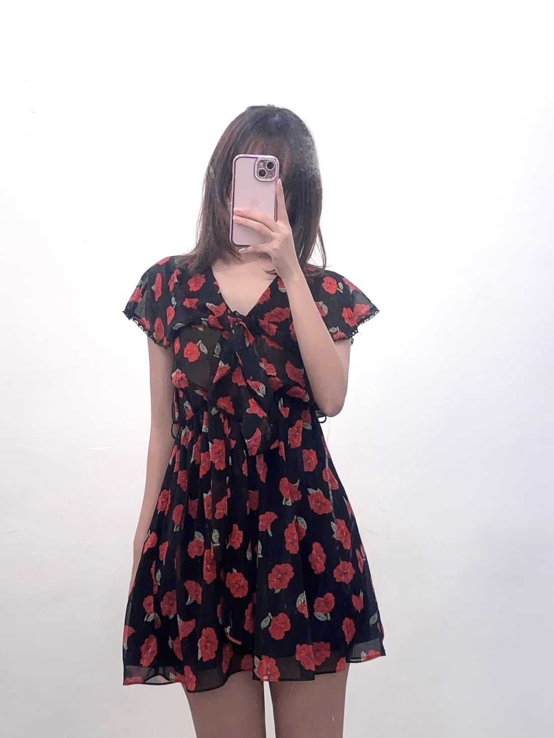 zara 자라 레드 플라워패턴 미니 쉬폰 원피스 상품이미지1