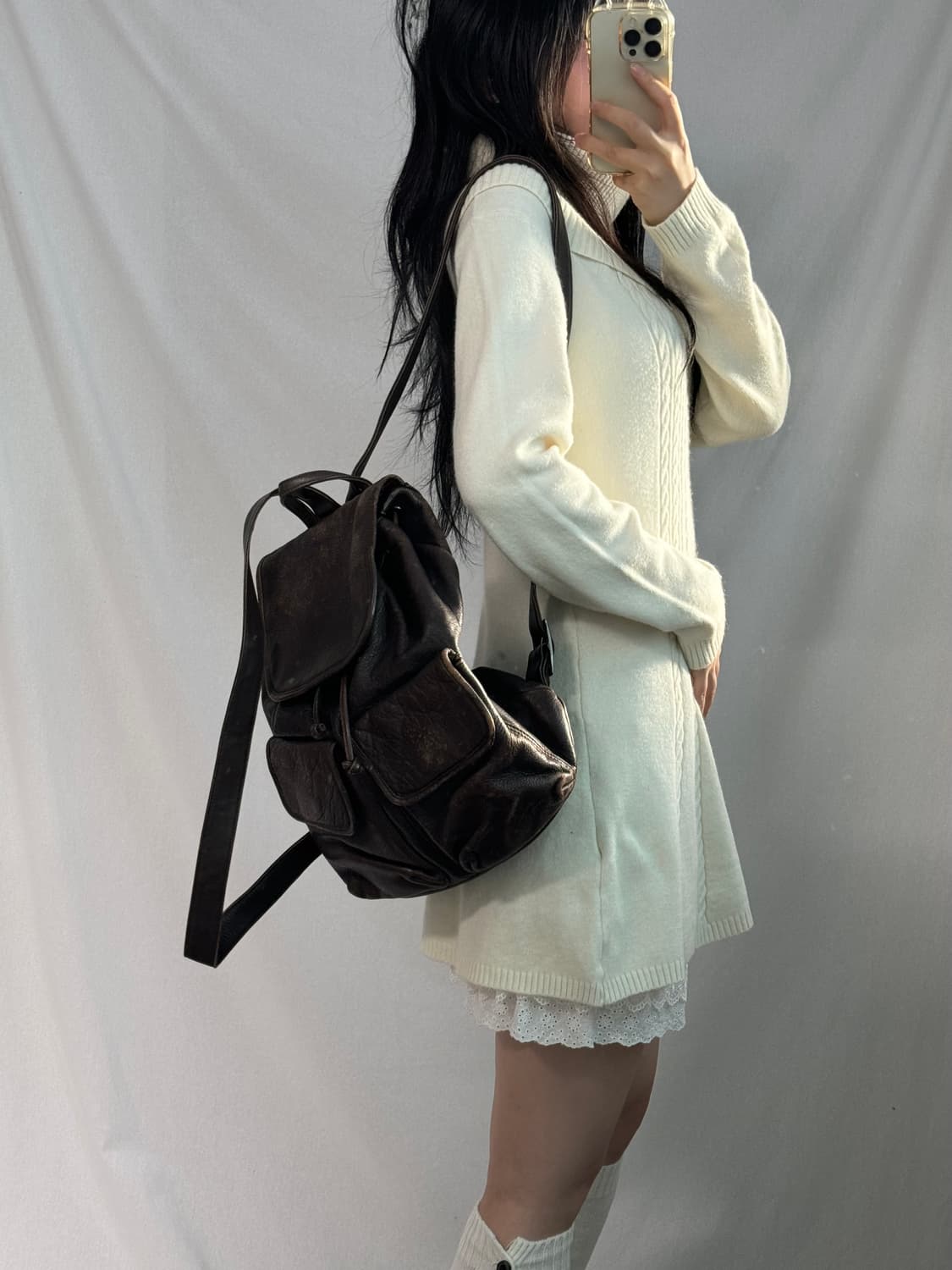 울 블렌디드 오프 숄더 폴라 넥 투웨이 케이블 니트 원피스 상품이미지4