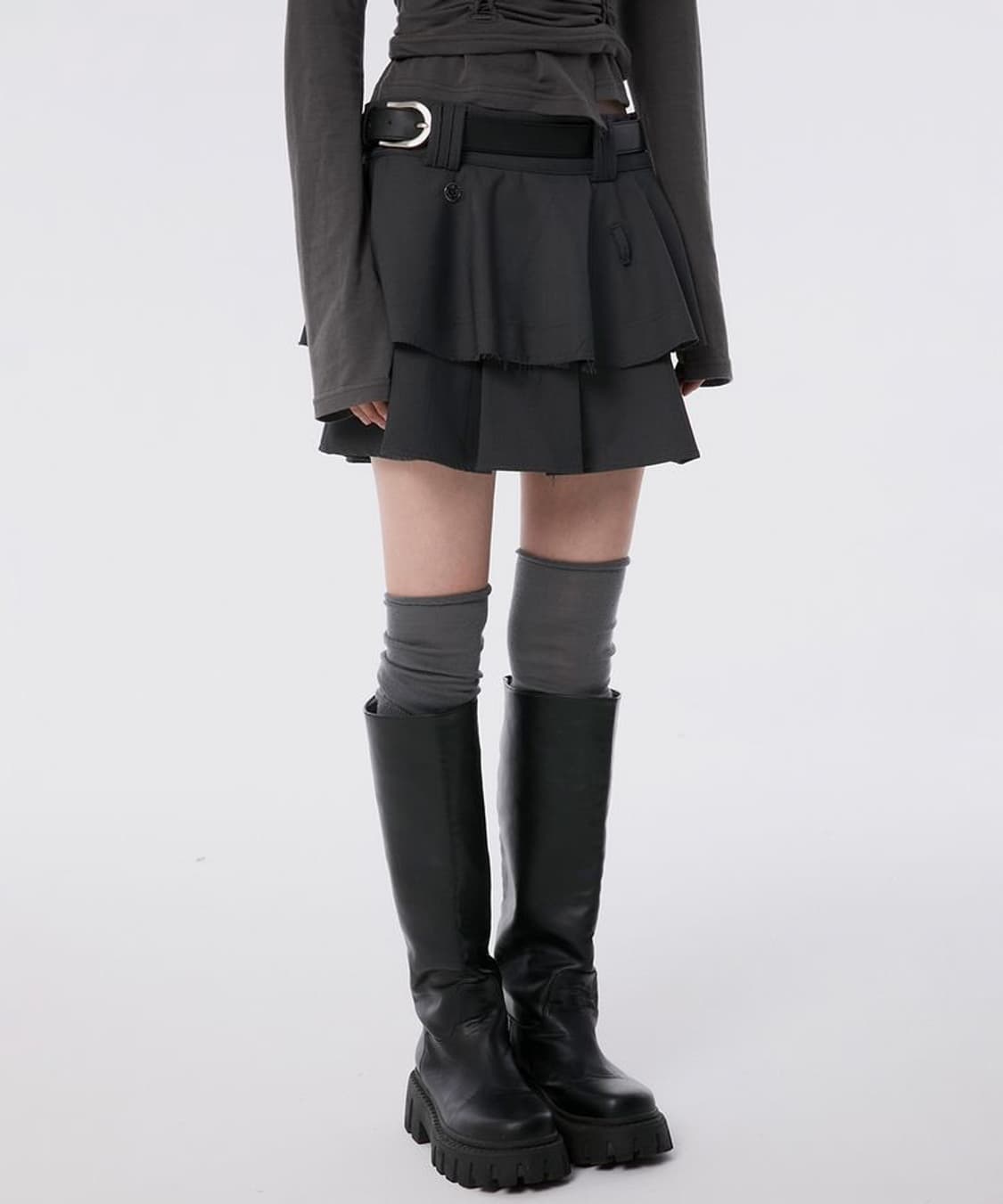 플레어업 치마 Layered Pleats Skirt 차콜 1사이즈 상품이미지1