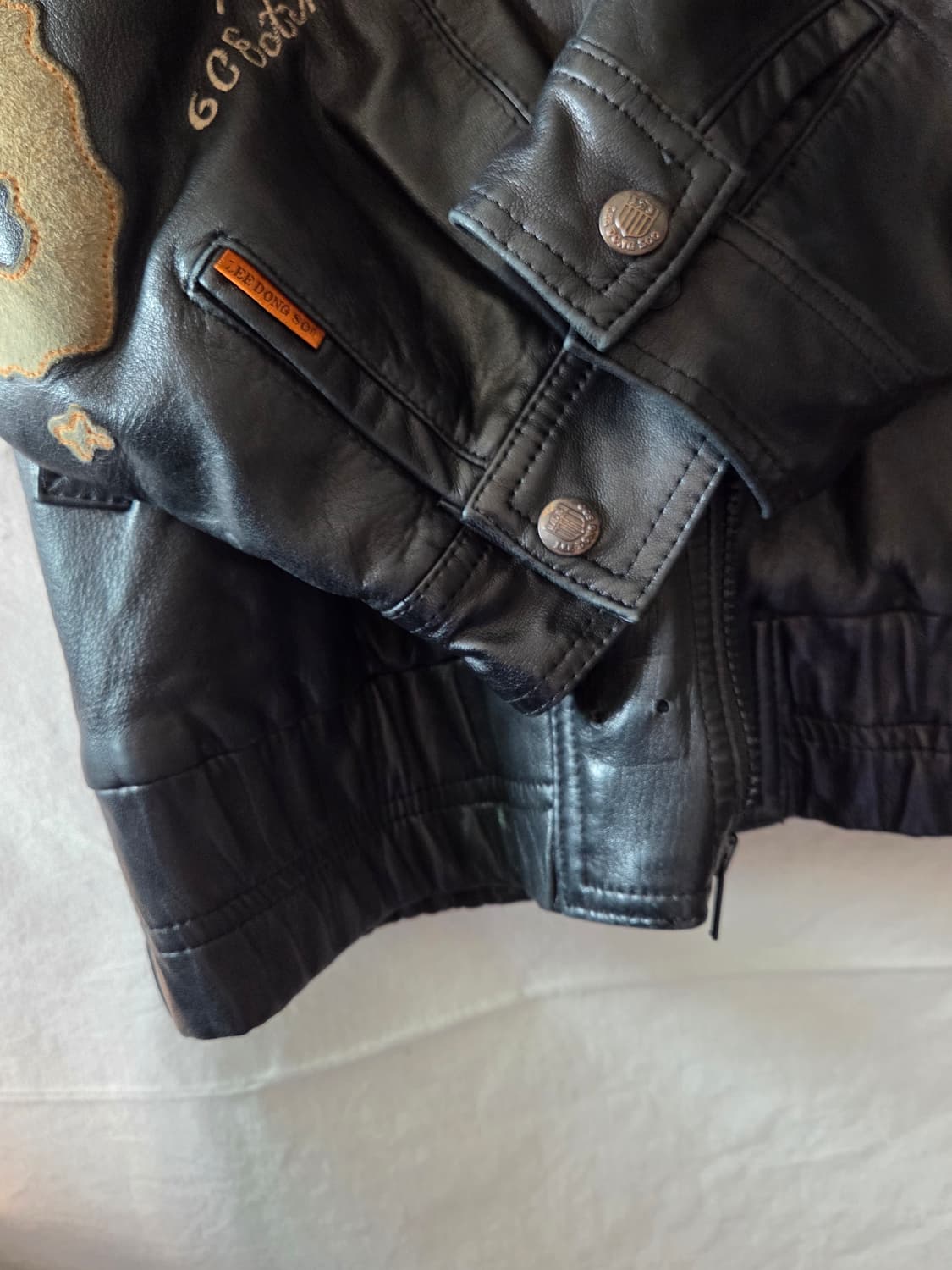 월드맵 패치 양가죽 레더 자켓 105 상품이미지8