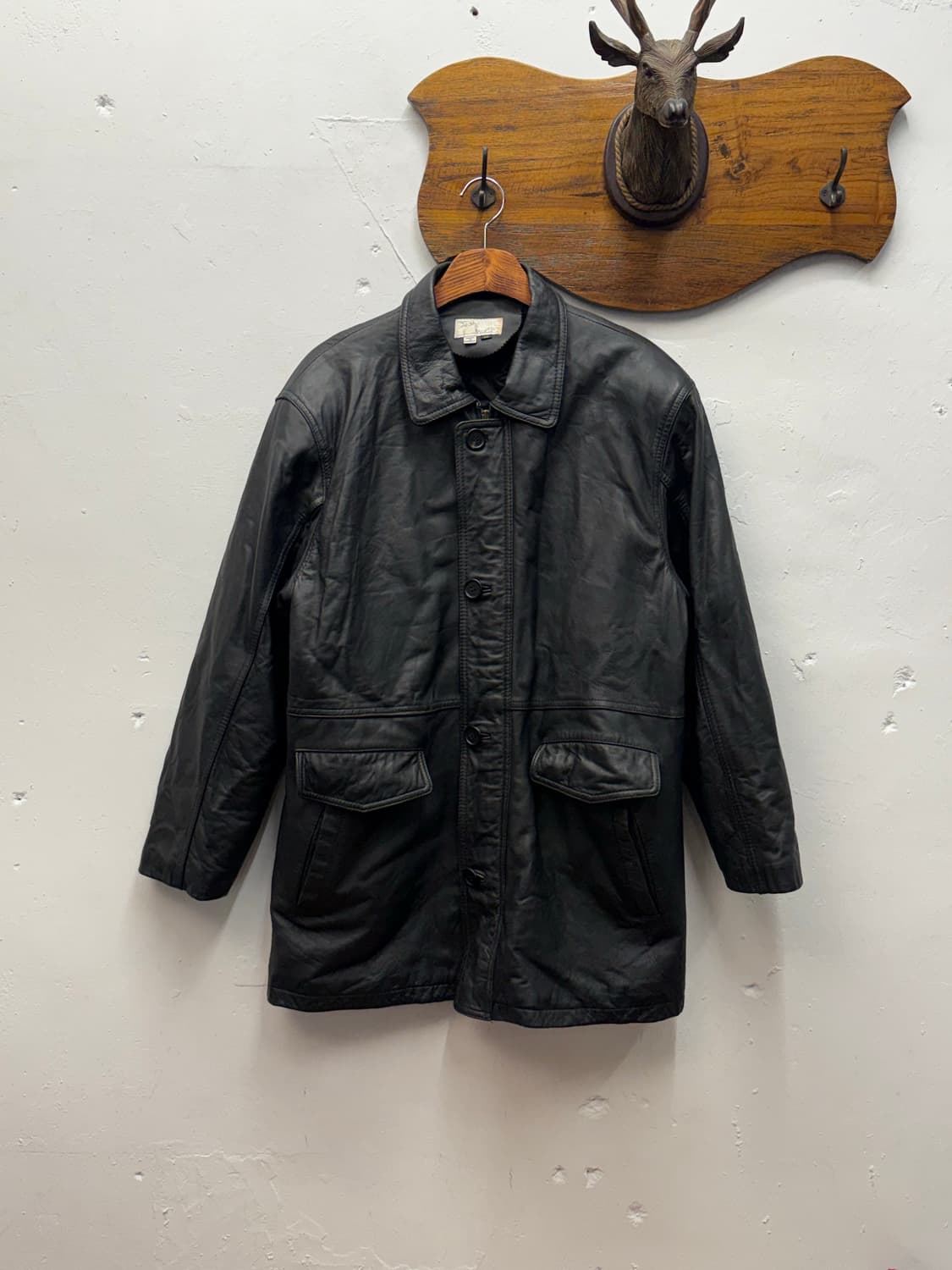 90s Vintage Leather Car Coat 상품이미지1