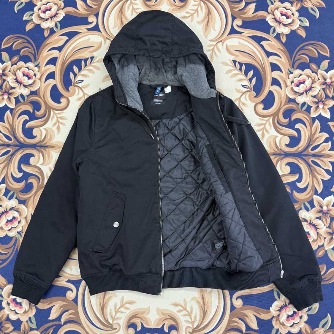 (M)에이치엔앰 H&M 후드 코튼 워크자켓(블랙) 상품이미지3