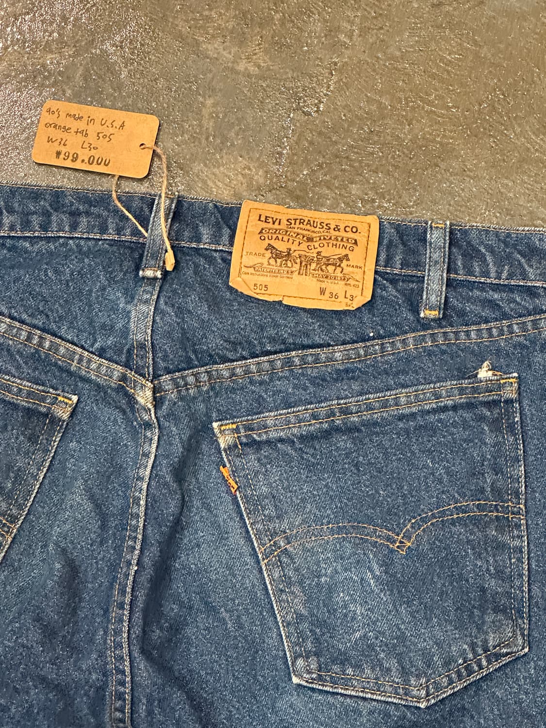 90s 오렌지탭 505 쇼츠 made in usa W36 상품이미지4