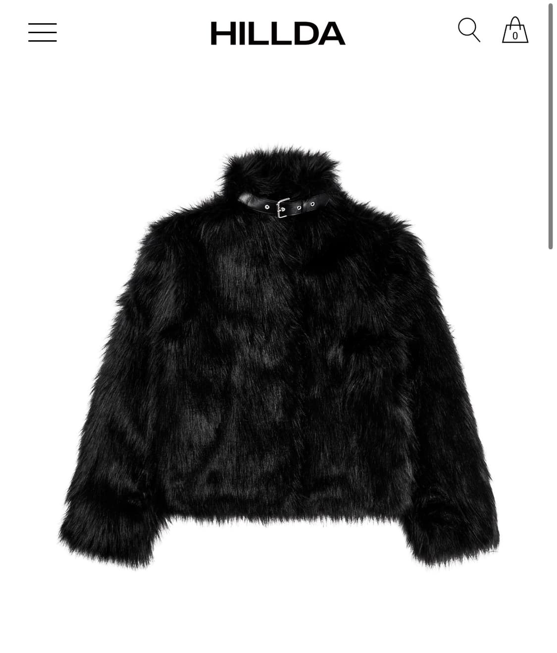 Buckle Shawl Collar Fur Jacket 블랙 상품이미지1