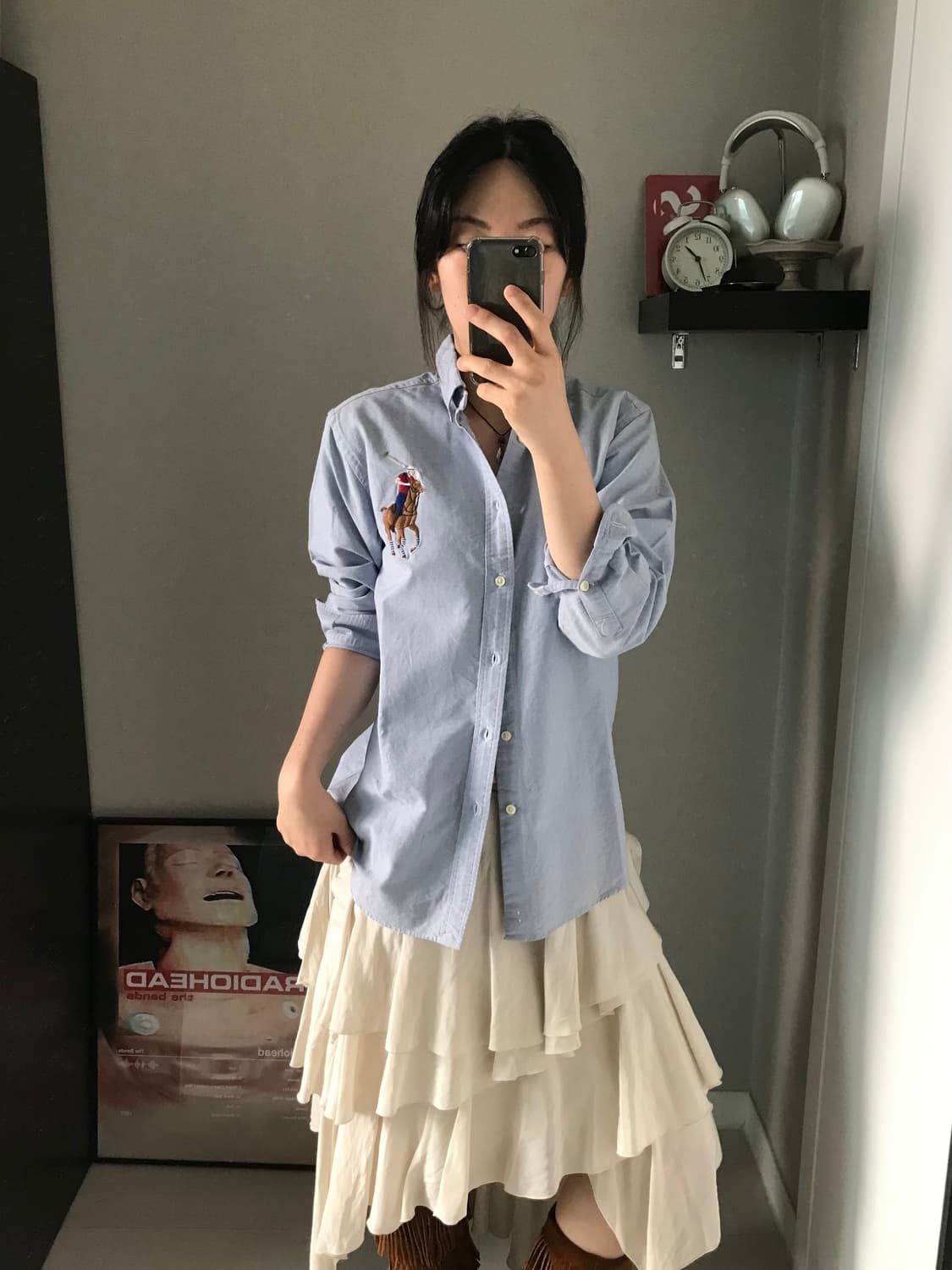 폴로 랄프로렌 포니 로고 스카이블루 셔츠 상품이미지3