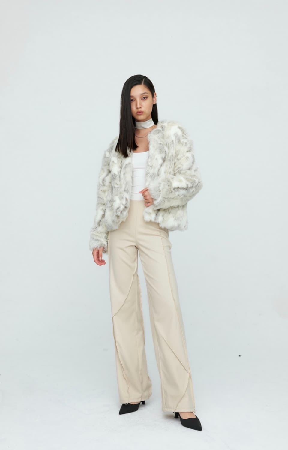 나체 퍼 자켓 크림 믹스퍼 상품이미지2