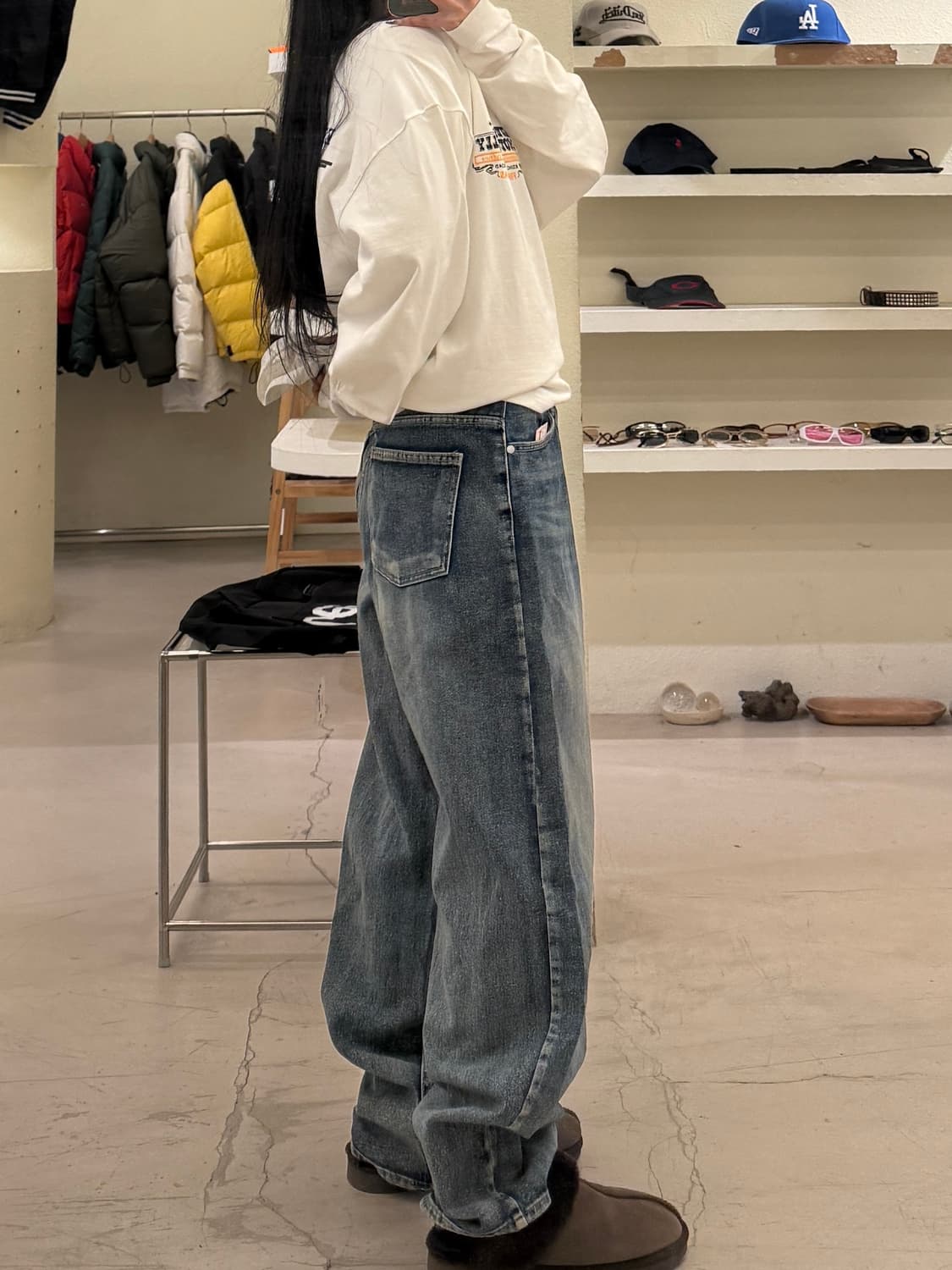 워싱 와이드 데님 팬츠 U848 상품이미지2