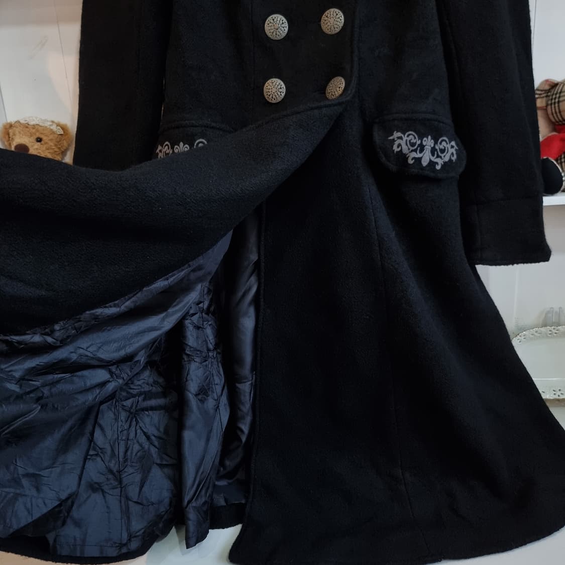 BODY LINE 블랙 롱 코트 상품이미지6