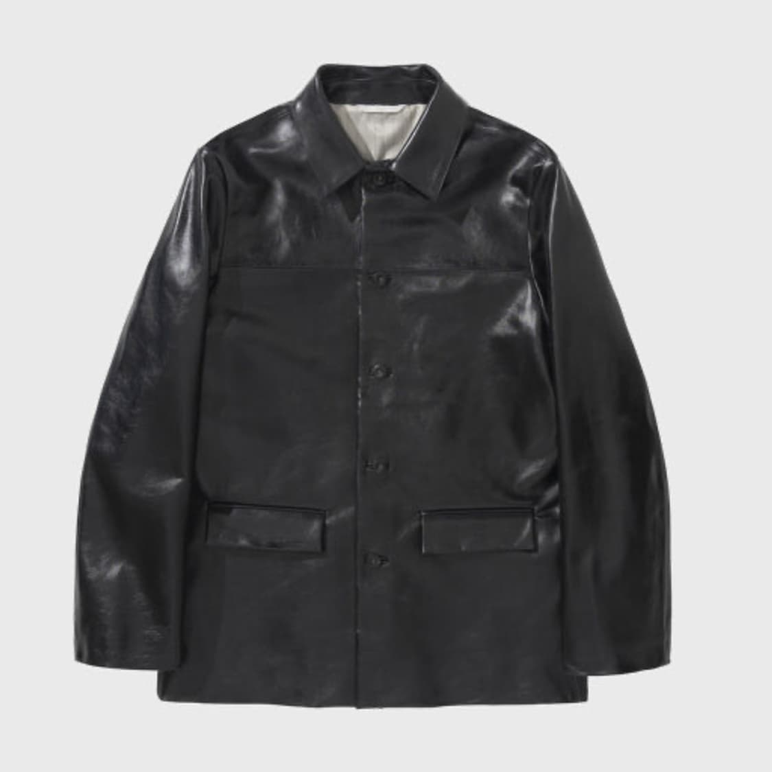 강정석 25fw 레더 카코트 48 size black 상품이미지1