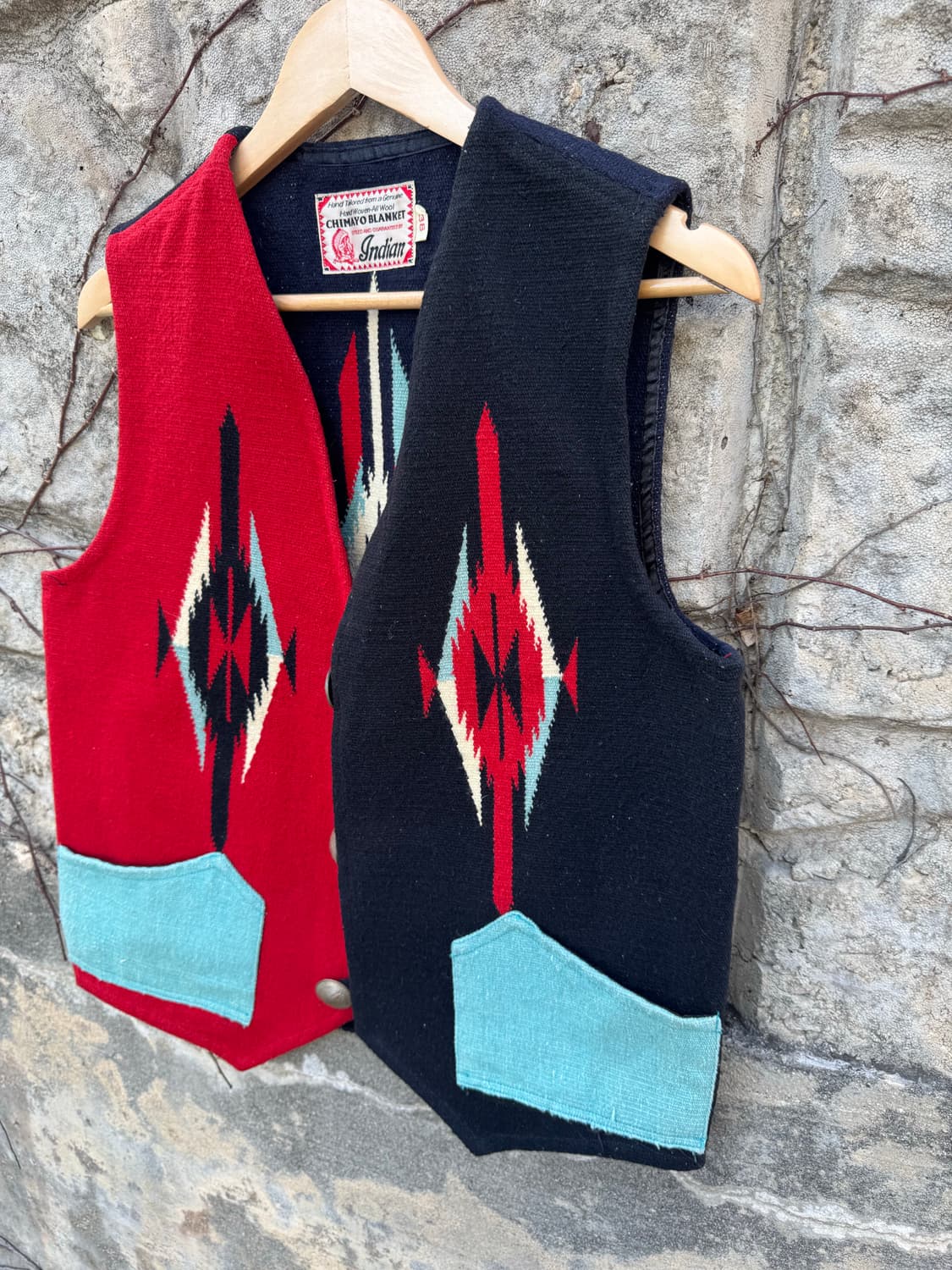 인디언 모터사이클 복각 핸드 우븐 울 오르테가 웨스턴 치마요 베스트 조끼 상품이미지5