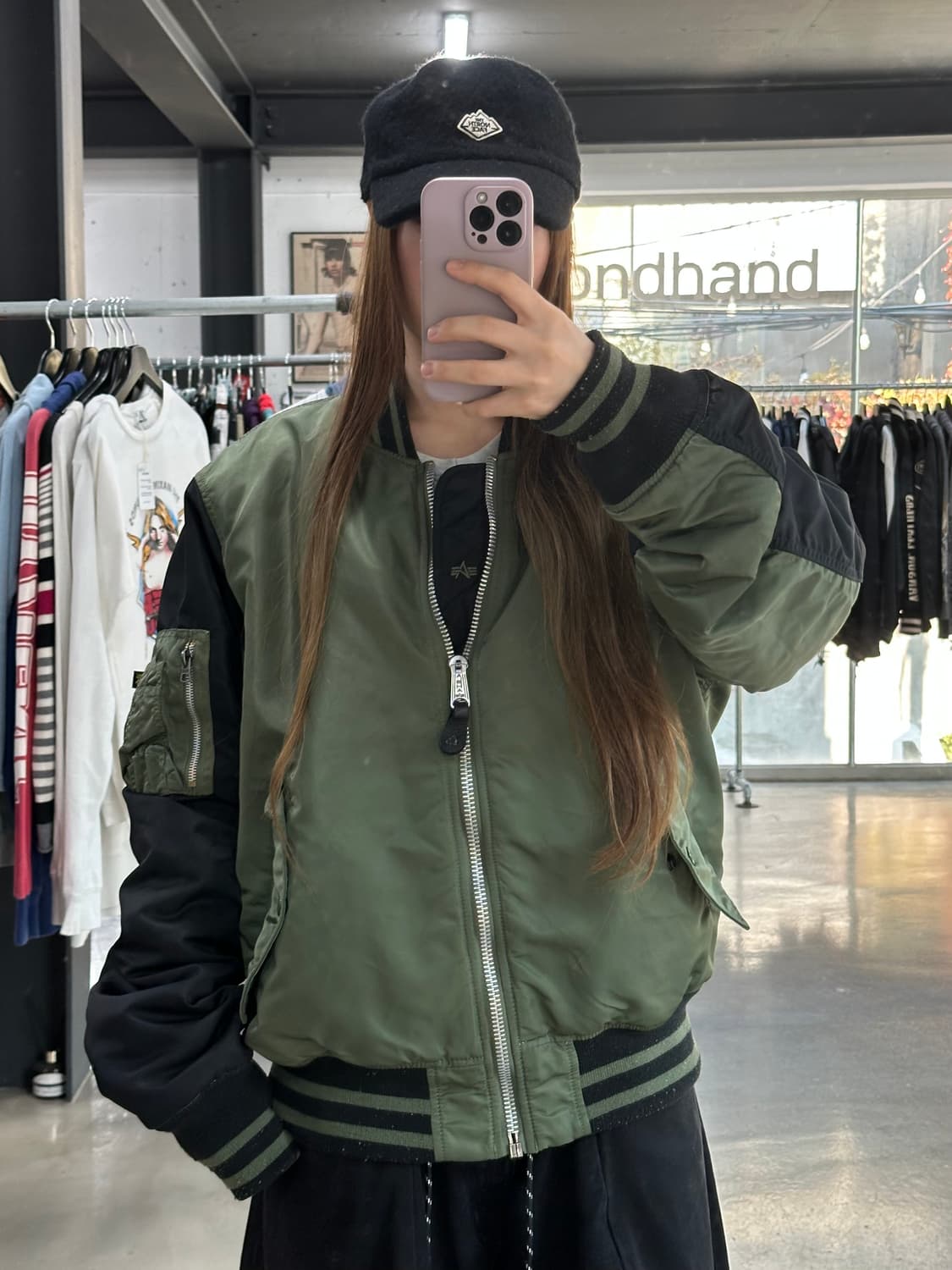 알파인더스트리 리버시블 MA-1 포켓 백자수로고 자켓 상품이미지4