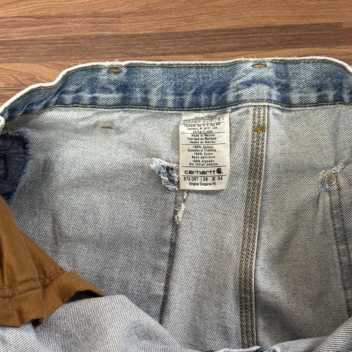 칼하트 데님 더블니 b73 dst 카펜터 디스 페이딩 워크 팬츠 34 상품이미지7