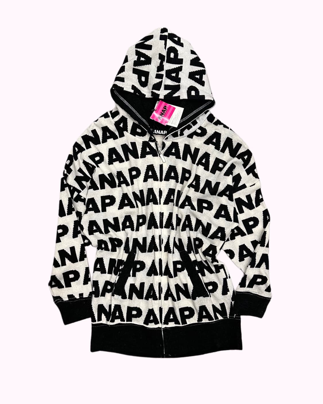 logo pattern knit hood zip-up 상품이미지1