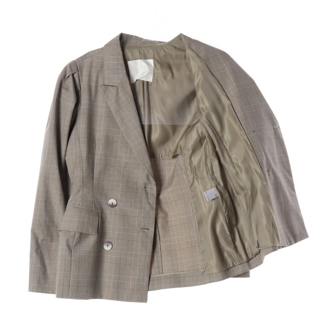 더일마 베이지 체크 더블 블레이저 F 상품이미지2