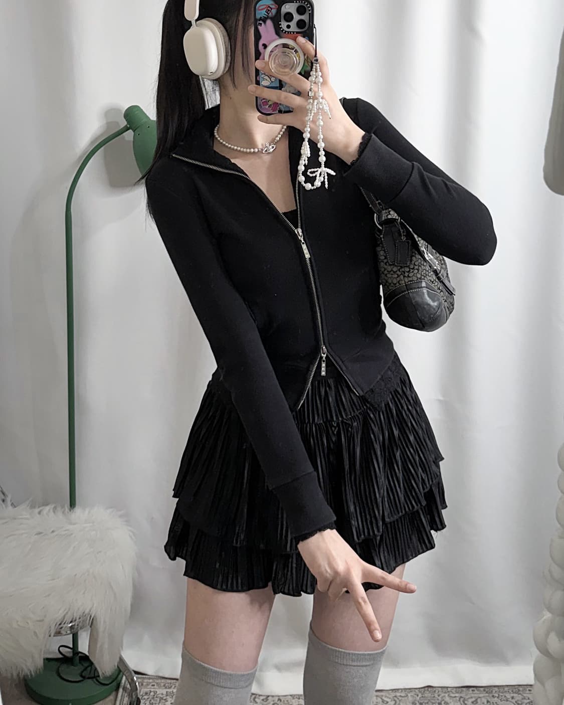 블랙 레이스 투웨이 집업 자켓 상품이미지4