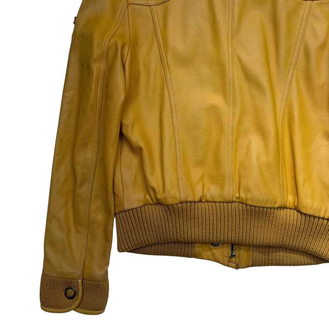 본더치 y2k 크롭 렘 스킨 옐로 레더 자켓 S 상품이미지6